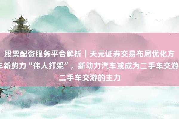 股票配资服务平台解析｜天元证券交易布局优化方案 造车新势力“伟人打架”，新动力汽车或成为二手车交游的主力