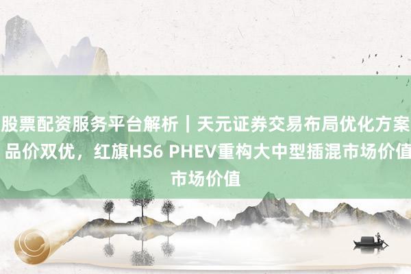 股票配资服务平台解析|天元证券交易布局优化方案 品价双优,红旗HS6 PHEV重构大中型插混市场价值