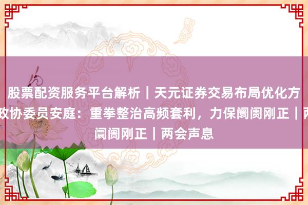 股票配资服务平台解析｜天元证券交易布局优化方案 天下政协委员安庭：重拳整治高频套利，力保阛阓刚正｜两会声息